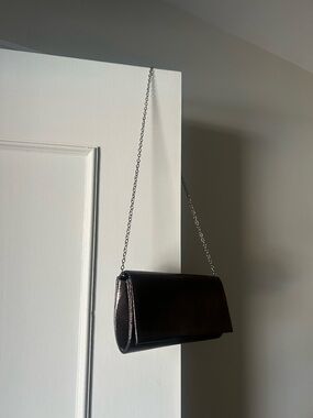Elegant Gunmetal Grey Silver Chain-Strap Women’s Clutch